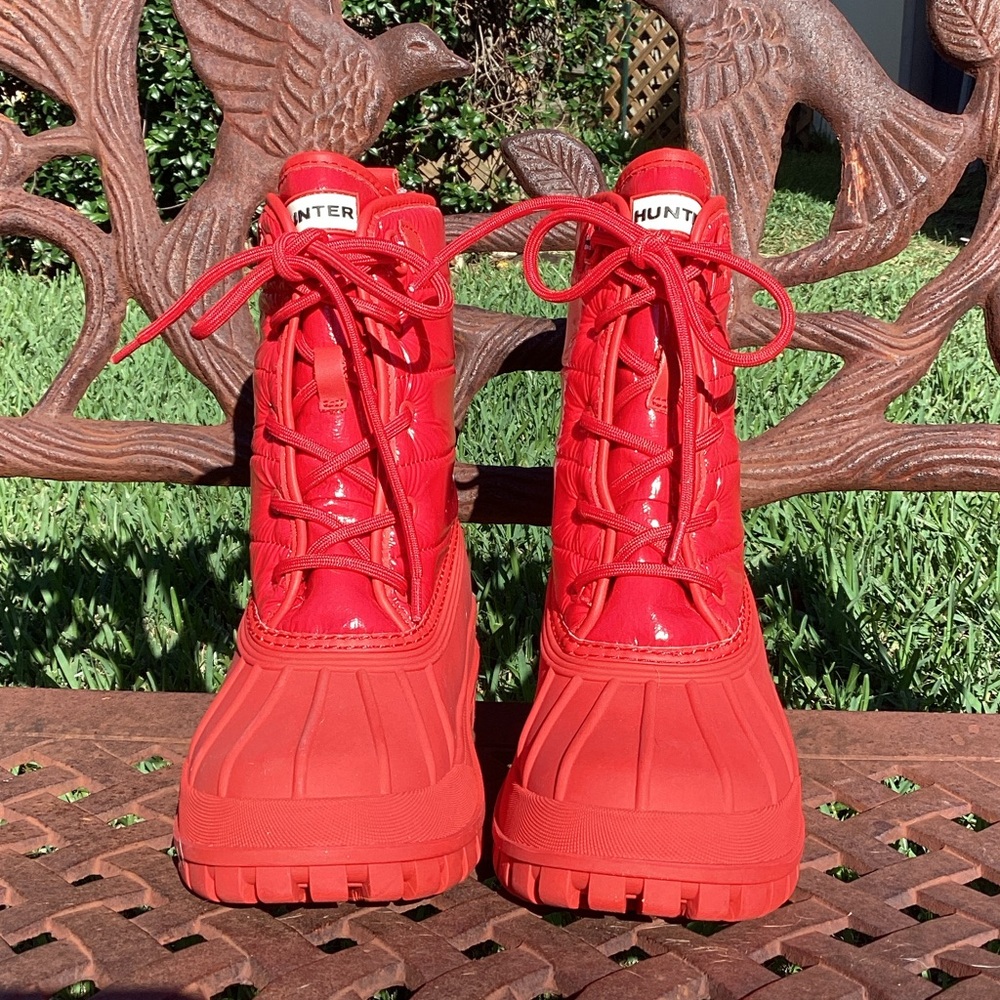 Hunter Stanly Insulated Waterproof Duck Boots Flashy Red Size 8 - Picture 4 of 6